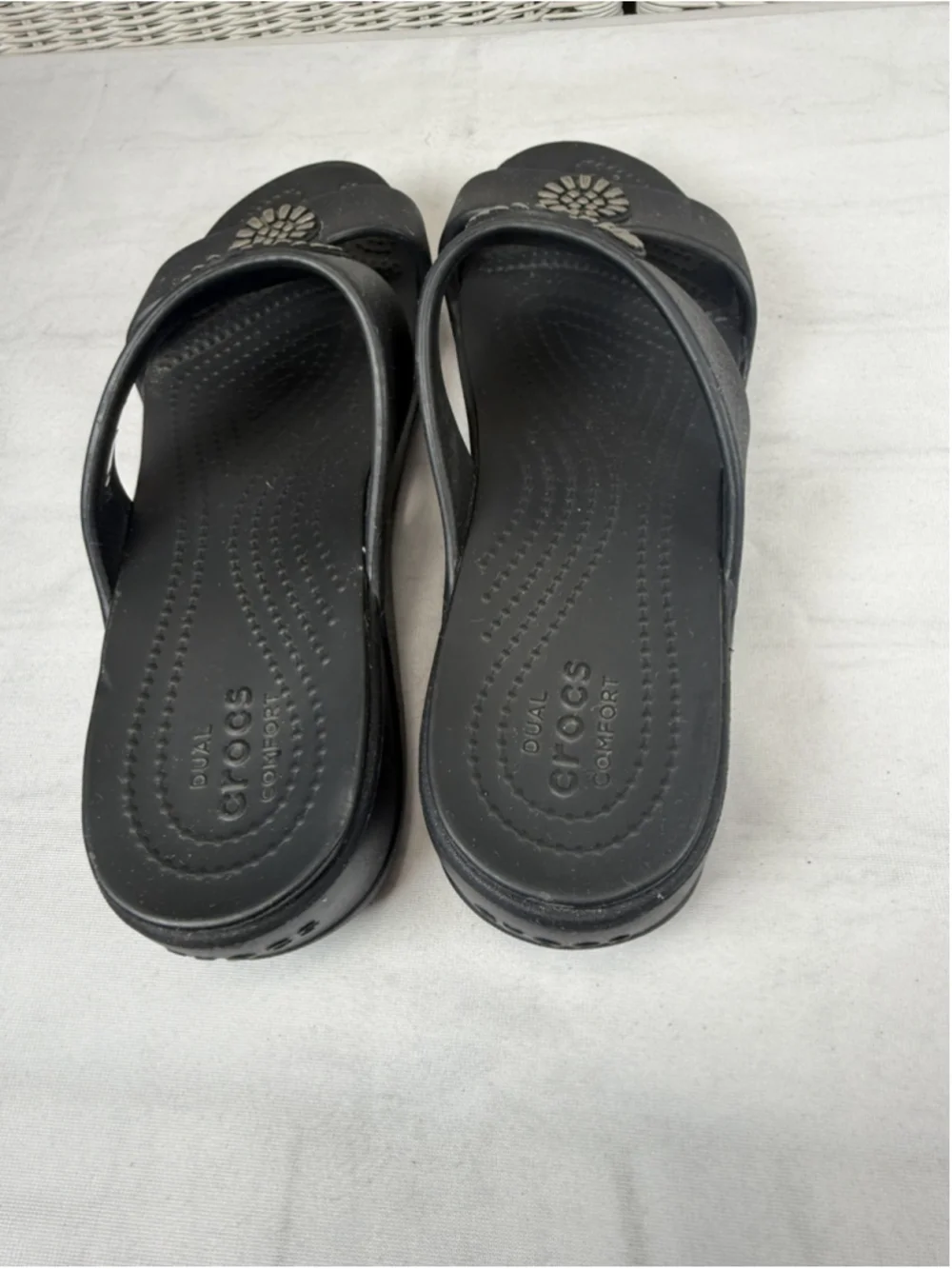 Crocs Monterey Diamante Wedge Slide Sandals Slip On Women 8 Navy Blue 206367